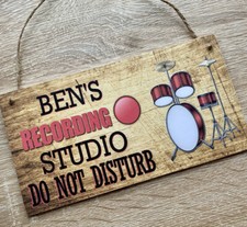 Personalised ?Recording Studio Door Room Plaque Sign Gift Drums Music Keepsake