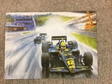 Print Of Ayrton Senna In John Player Special Car  By Tony Smith 1985