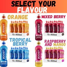 Boost Hydration Drink, Sport Drink, Mixed Berry, Organe, Raspberry 500ml x 12 UK
