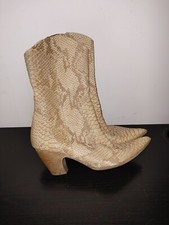 Genuine Python Snake Skin Italian Cowboy Boots Brown Vero Cuoio Size 5.5