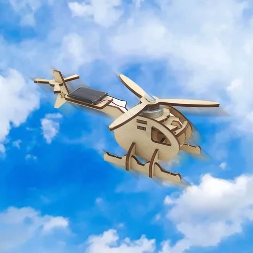 Solar helicopter model wooden - helicopter,