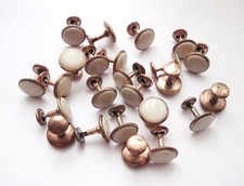BN Vintage 1930's Set of 25 Brass Metal Shirt Studs w/ Cream Tops   Deadstock