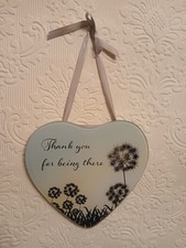 VTG Mirror Glass Hanging Heart Plaque Thank you for being there 8 x 8" pre-loved