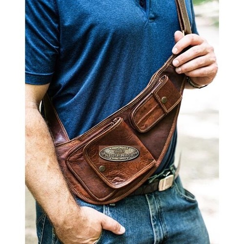 Men vintage leather chest - men's,
