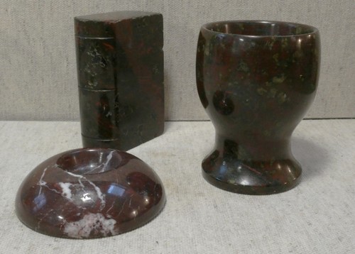 Three old serpentine items - three,