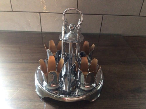 Art deco eggcup and spoons - deco,