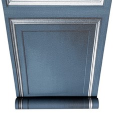 Navy Gilded Panel Wallpaper