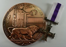 Full Size Bronze World War 1 Memorial/Death Plaque and George V Gallantry Medal