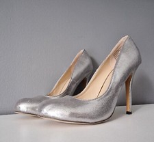WOMENS SILVER SHIMMER STILETTO HIGH COURT SHOES PUMPS HEEL PROM PARTY EVENING