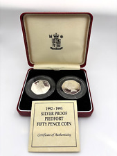 1992 1993 Fifty Pence 50p Silver Proof and Royal Mint Twin Set RARE