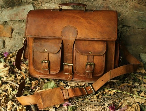 Vintage leather messenger bag - leather,