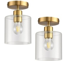 2 Pk Brass Semi Flush Mount