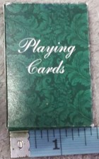 Vintage 80s/90s Mini Patience Playing Cards Green Damask Back + Box