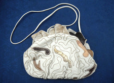 VINTAGE 1970's CREAM LEATHER / SNAKESKIN SHOULDER BAG