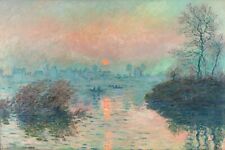 CLAUDE MONET CANVAS PICTURE PRINT WALL ART -  Sun setting on the Seine at Lavaco