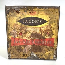 Vintage Jacobs Tin Jabisco Assorted Biscuit Tin Advertising J&Co Aintree Factory