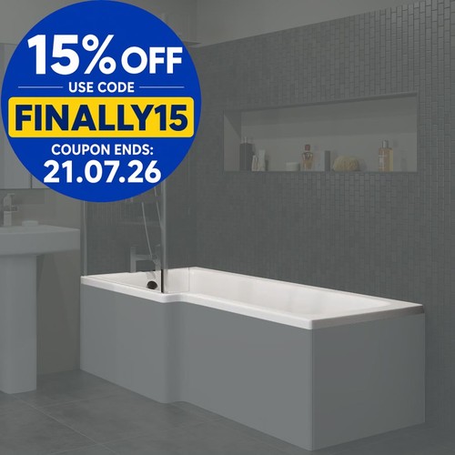 1600mm shaped shower bath - shaped,
