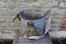VINTAGE ORIGINAL GALVANISED FRUIT APPLE PICKERS BUCKET BASKET 12.5x10.5x11" high
