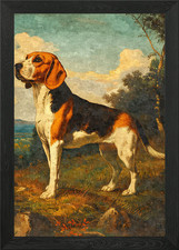 Vintage Beagle Dog Oil Framed