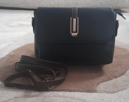 Black pebbled faux leather - black,