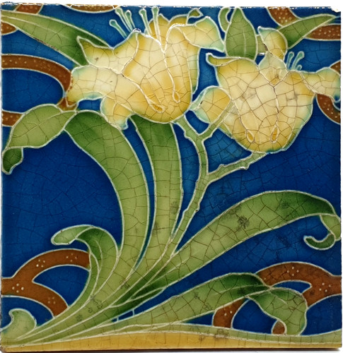 Victorian fireplace tile blue - tile,