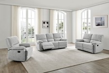 Grey Fabric Reclining 3 Seater
