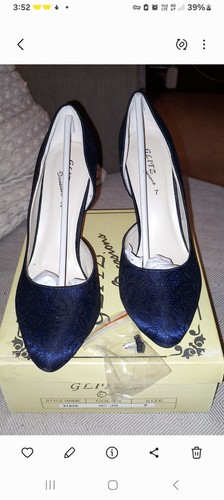 Glitz navy lace - lace, court