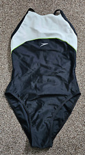 Shiny Black & White Wetlook Speedo Highneck Swimsuit Swimming Costume S UK 10 34