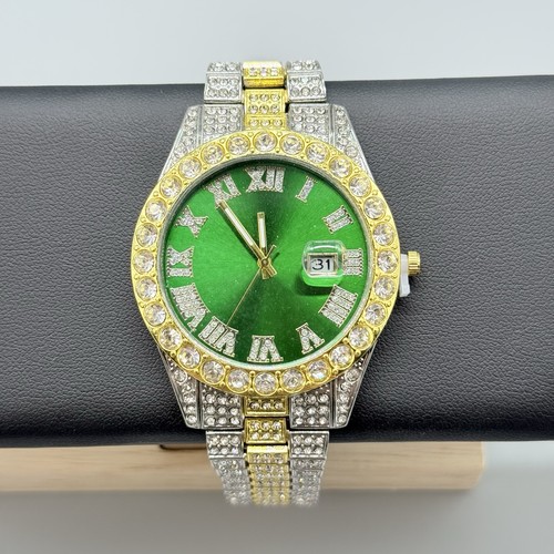 Mens two tone iced - out, watch
