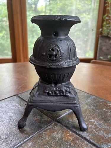 Vtg cast iron pot belly - pot,