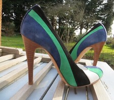 Karen Millen green blue suede