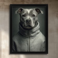 Staffordshire Bull Terrier Print Staffy In Clothes Modern Dog Wall Art Print