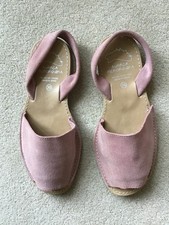 Womens Avarca Menorquina beige suede sling back peep toe sandals - size 5