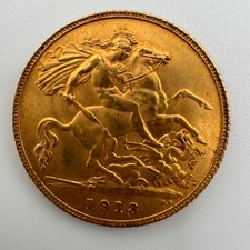 22ct Gold Half Sovereign, George V 1913, 4g of 0.9167 Gold