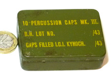 VINTAGE 1943 DATED KYNOCH PERCUSSION CAPS TIN SOE ARMY HOME GUARD MILITARY empty