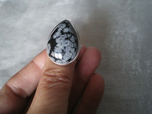 Snowflake obsidian ring size - snowflake,