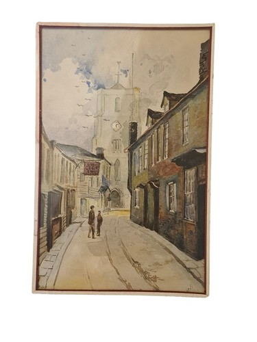 Watercolour 1890 cock - cock, inn