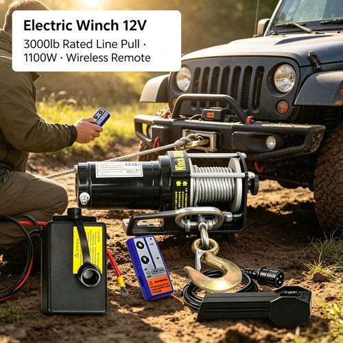 3000lbs electric winch - 3000lbs, steel