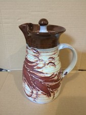 20cm Tall Skegness Pottery Studio Pottery Stoneware Tea/Coffee Pot signed SP LRm