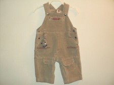 Gagou Tagou Infants Boys Size 9 Months Bib Overalls Cargo Tan Cotton Velvet