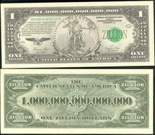 FAKE ZILLION DOLLAR BILLS