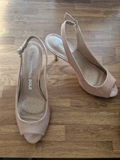 Worn Once F&F Sensitive Sole Cushioned Peep Toe, Slingback Sandals 6.5 Nude. VGC
