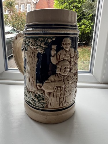 German glazed beer steins - german,
