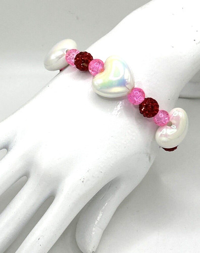 White puffy hearts - white, 7.5"
