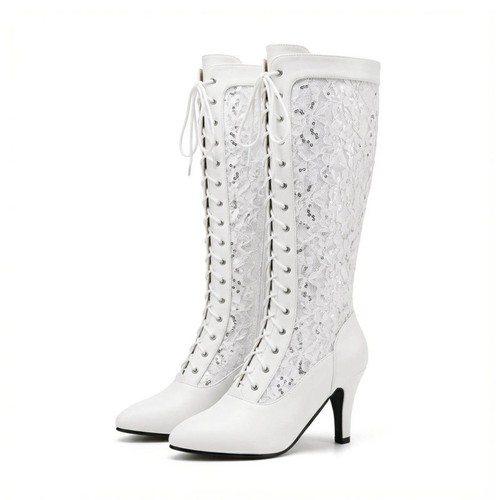Women retro lace knee - retro, high