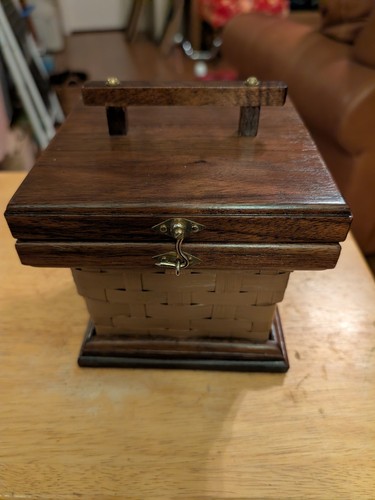 Vintage walnut and wicker