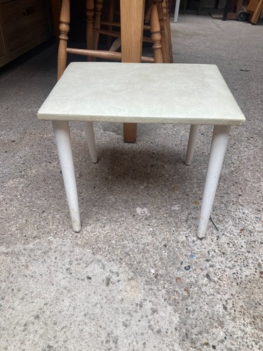 Footstool cream vinyl top - vinyl,