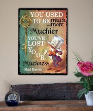 Mad Hatter Alice Large Retro Vintage Shabby Chic Metal Wall Sign Plaque VSaw02