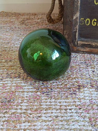 Vintage green glass fishing - glass,
