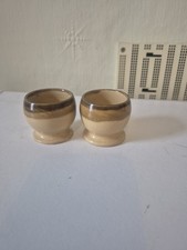 T G Green Granville cornishware egg cups x 2 brown cream church gresley
